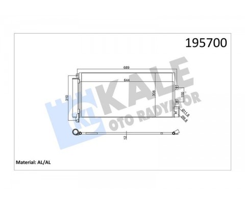 KLİMA KONDENSERİ LINEA 1.3 JTD 628x305x12 1 SIRA ALB SİSTEM