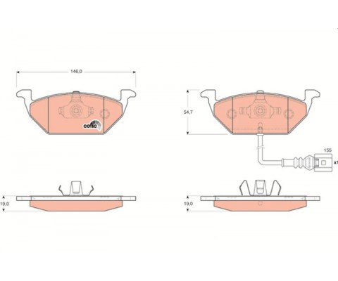 ÖN BALATA FİŞLİ KÜÇÜK GOLF4-GOLF5-JETTA-BORA-POLO-A3-LEON 97 GDB1386