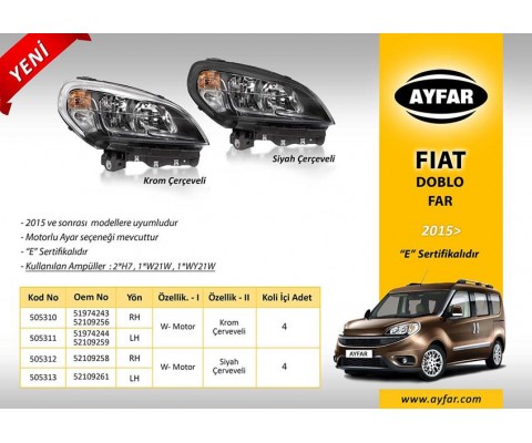 FAR SAĞ SİYAH ÇERÇEVELİ FIAT DOBLO 15