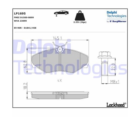 ÖN BALATA TRAFIC 3.01 06 VIVARO 8.01 06 PRIMASTAR 01 06
