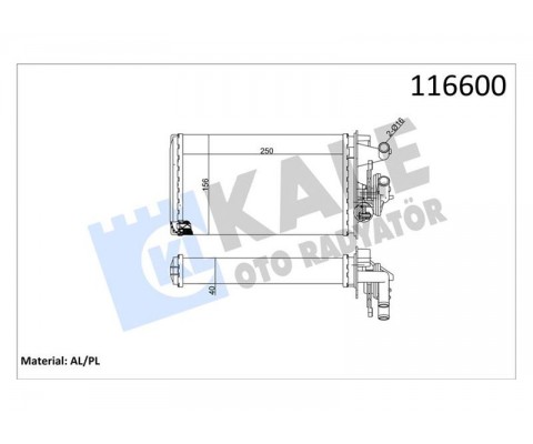 KALORİFER RADYATÖRÜ FIAT TEMPRA 95 01 TİPO 95 01 ALFA ROMEO 145 95 01 146 94 01 155 92 97 250x158x42 MUSLUKLU