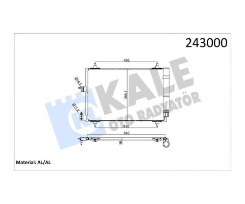 KLİMA KONDENSERİ PARTNER 02 BERLINGO 02 XSARA 00-05 1.9D-2.0HDI 364x16