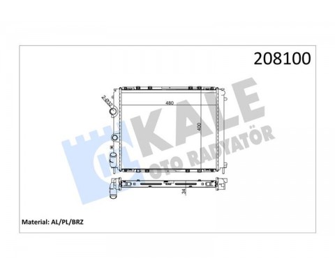 RADYATÖR CLIO II 98 KNG 98-03 AC MEK 480x391x34 1 SIRA ALB SİSTEM