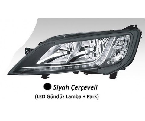 FAR MOTORLU SOL - SİYAH ÇERÇEVELİ LED BALLAST DAHİL DUCATO MAXI -P.BOXER - C.JUMPER 14 >