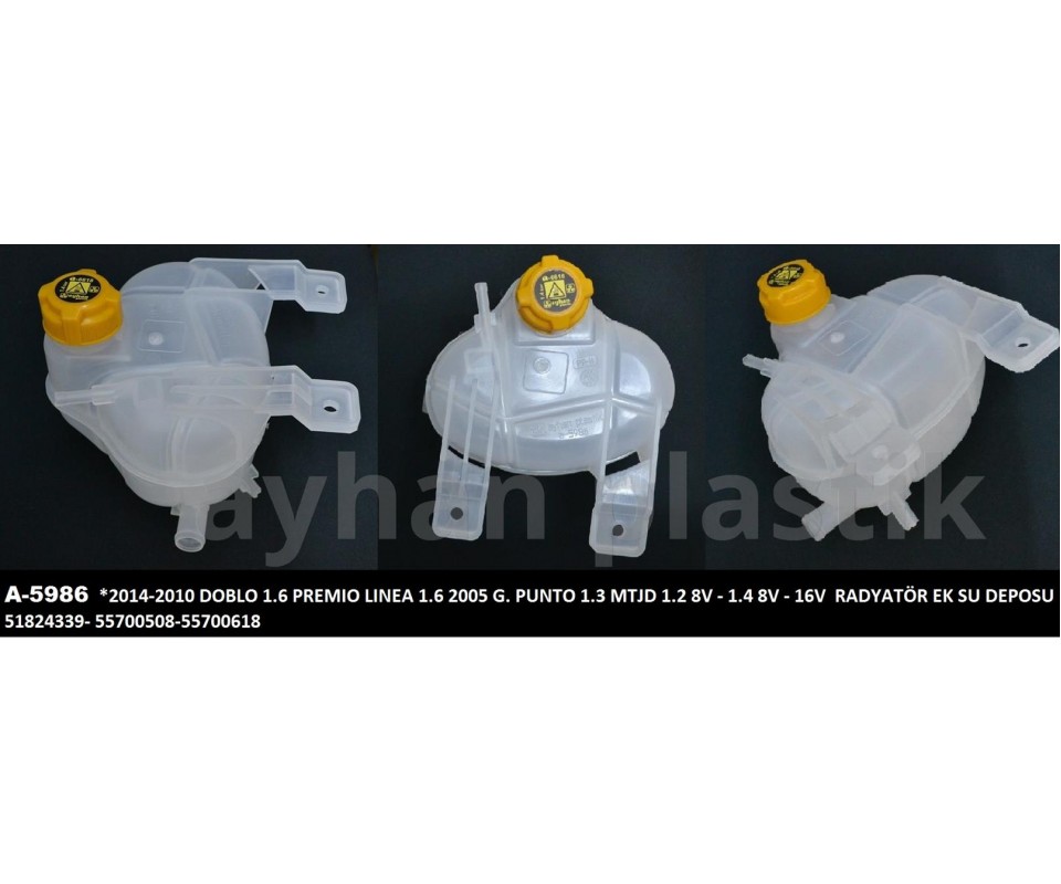GENLEŞME KAVANOZU KAPAKLI FIAT GRANDE PUNTO 05> LİNEA 09> DOBLO 09> 1.3D MJET 1.4 RADYATÖR YEDEK SU DEPOSU