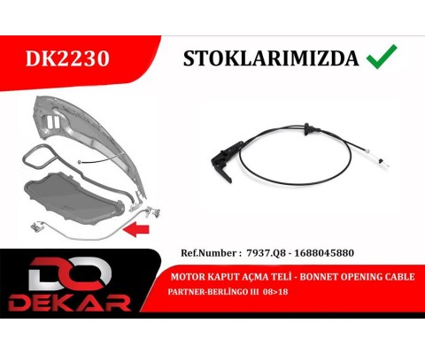 MOTOR KAPUT AÇMA TELİ PARTNER-BERLİNGO III 08>18