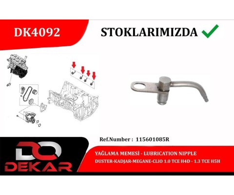 YAĞLAMA MEMESİ DUSTER-KADJAR-MEGANE-CLİO 1.0 TCE H4D-1.3 TCE H5H