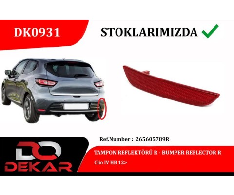 ARKA TAMPON REFLEKTÖRÜ SAĞ RENAULT CLIO IV HB 12>
