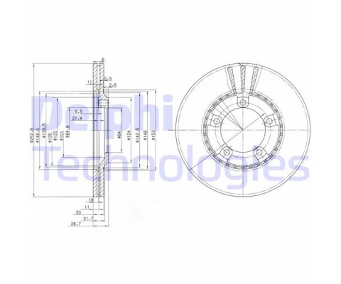 ÖN FREN DİSKİ HAVA KANALLI HYUNDAI H100 2.5L D4BA D4BF 4D55 4D56 PANELVAN 94-05 / 2.6L D4BB KAMYON ET 96-03 253 çap x 5 bijon - Takım disk fiyatıdır