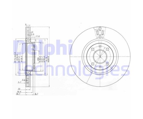 ÖN FREN AYNASI FIAT DOBLO 05>IDEA 04>LINEA 09> FIORINO 09> BRAVO 01>STILO 01> 284x22x 4 DELİK HAV ALI