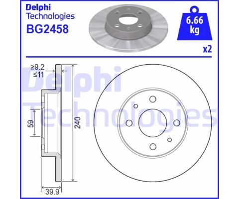 ON FREN DISKI FIAT 500 500C 07> TİPO-PUNTO-TEMPRA-PANDA-MAREA-BRAVO 96> ALFA ROMEO 145-146-155 92> FORD KA 08>12 240.5x11 4DELİK