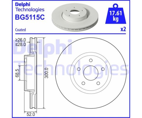 FREN DİSKİ ÖN FORD MONDEO-S MAX-VOLVO-LAND ROVER 07> ÇAP: 300mm 5 delik VOLVO S60 II 10> S80 II V70 III XC70 II 06>