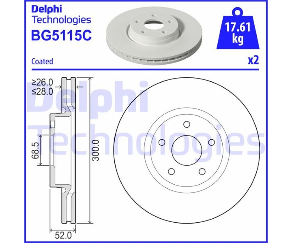 FREN DİSKİ ÖN FORD MONDEO-S MAX-VOLVO-LAND ROVER 07> ÇAP: 300mm 5 delik VOLVO S60 II 10> S80 II V70 III XC70 II 06>