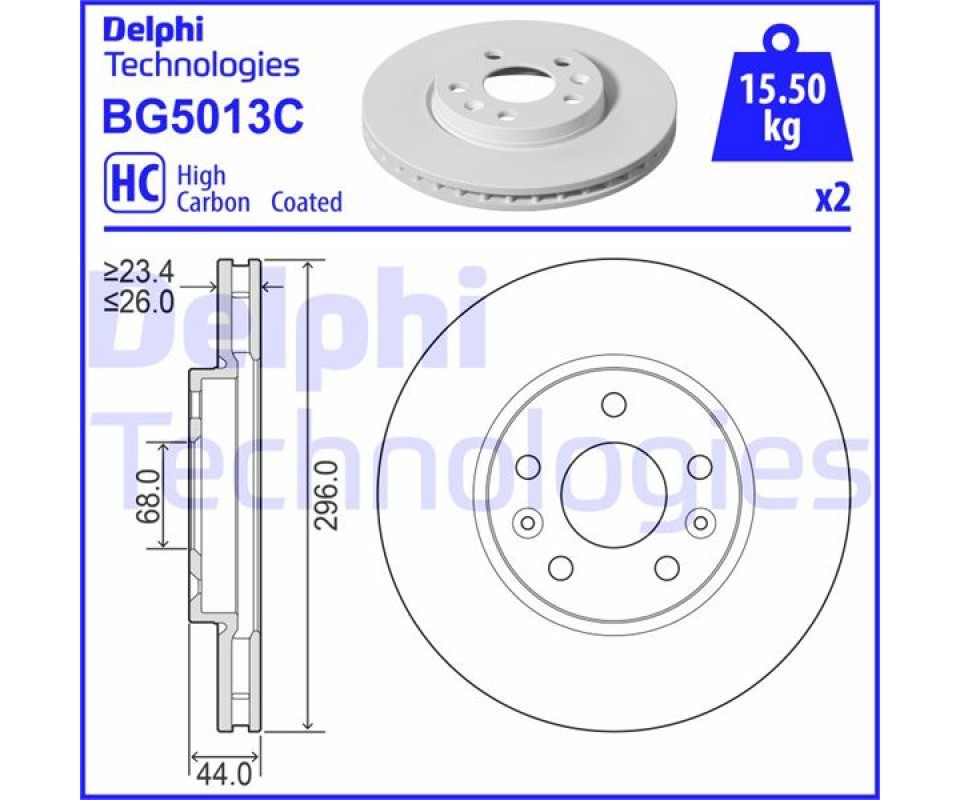 ÖN FREN DİSKİ RENAULT MEGANE IV 15> TALISMAN 15> DIŞ ÇAP:296MM K:26MM Y:44MM 5 DELİK