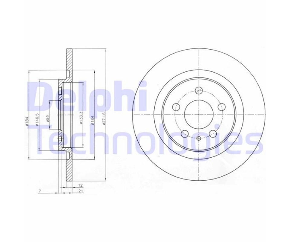 ARKA FREN AYNASI P807 2.0-2.2HDI 02> C8 2.0HDİ 2.2HDİ 02> ULYSSE 02> 272x12x5DL