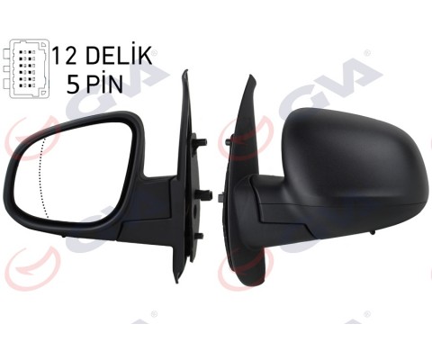DIŞ DİKİZ AYNASI SOL KANGOO-CITAN 13> ELEKTRİKLİ ISITMALI DESENLİ ASFERİK 5 FİŞ VM-6132EHAL