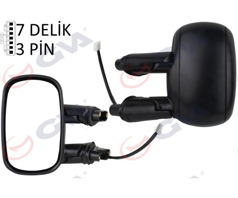 DIŞ DİKİZ AYNASI SOL ELEKTRİKLİ ASTARLI FIAT DOBLO 00>10 KONVEKS 3 FİŞ