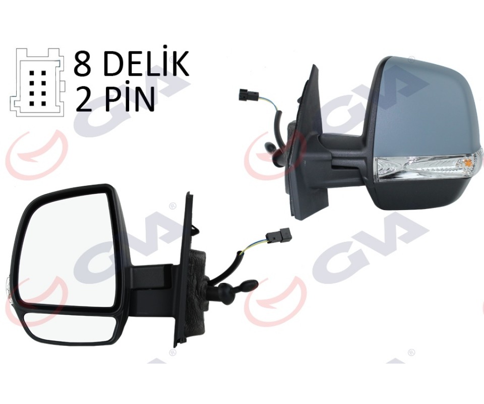 DIŞ DİKİZ AYNASI SOL DOBLO 11> OPEL COMBO 12>18 MEKANİK SİNYALLİ ASTARLI ÇİFT CAM KONVEKS VM-669PL