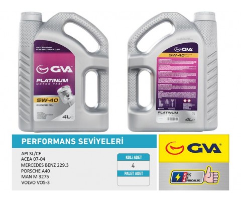 MOTOR YAĞI 5W40 4 LT PLATINUM TAM SENTETİK API SL/CF
