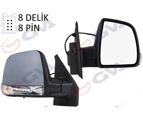DIŞ DİKİZ AYNASI SAĞ DOBLO 11> ELEKTRİKLİ SİNYALLİ ASTARLI TEK CAM SENSÖRLÜ KONVEKS 8 FİŞ VM-668EHPSR