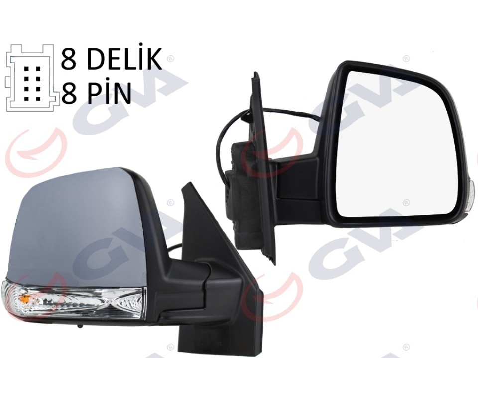 DIŞ DİKİZ AYNASI SAĞ DOBLO 11> ELEKTRİKLİ SİNYALLİ ASTARLI TEK CAM SENSÖRLÜ KONVEKS 8 FİŞ VM-668EHPSR