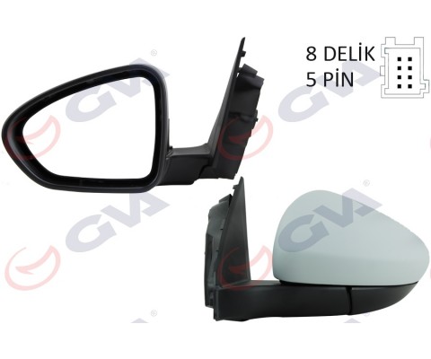 DIŞ DİKİZ AYNASI SOL EGEA 15> ELEKTRİKLİ ISITMALI ASTARLI KONVEKS 5 FİŞ VM-6157EHPL