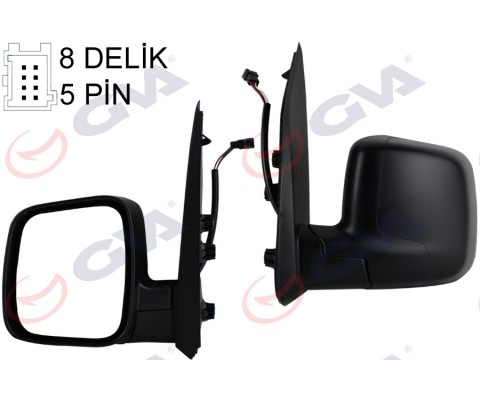 DIŞ DİKİZ AYNASI SOL FIORINO-BIPPER-NEMO 07> ELEKTRİKLİ ISITMALI KONVEKS 5 FİŞ VM-6115EHL