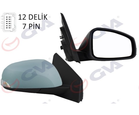 DIŞ DİKİZ AYNASI SAĞ MEGANE-FLUENCE 08> ELEKTRİKLİ ISITMALI SİNYALLİ ASTARLI KONVEKS 7 FİŞ VM-6138EHPR