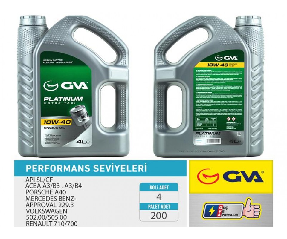 MOTOR YAĞI 10W40 4 LT PLATINUM YARI SENTETİK API SL/CF