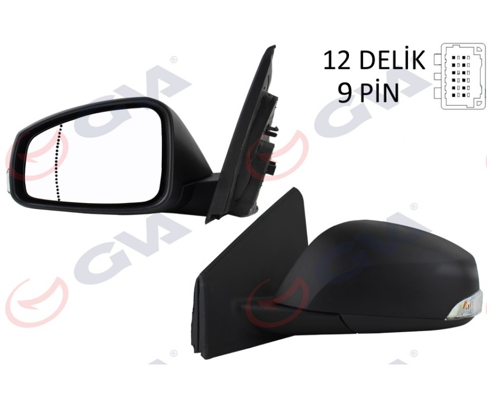 DIŞ DİKİZ AYNASI SOL MEGANE-FLUENCE 08> ELEKTRİKLİ ISITMALI SİNYALLİ SENSÖRLÜ ASFERİK 9 FİŞ VM-6138EHSAL