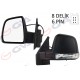 DIŞ DİKİZ AYNASI SOL DOBLO 11> ELEKTRİKLİ SİNYALLİ SİYAH KAPAKLI TEK CAM KONVEKS 6 FİŞ VM-668EHL