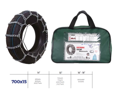 PATİNAJ ZİNCİRİ MİNİBÜS VE KAMYONET SERME 700x15 ZİNCİR EBATLARI İÇİN RESİME BAKINIZ