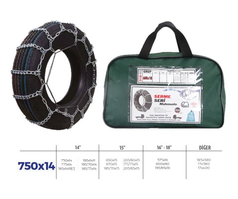 PATİNAJ ZİNCİRİ MİNİBÜS VE KAMYONET SERME 600x16 ZİNCİR EBATLARI İÇİN RESİME BAKINIZ