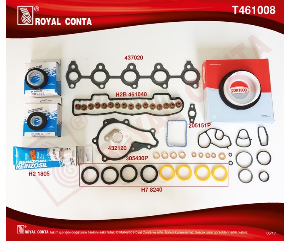 MOTOR TAKIM CONTA REINZ KEÇELİ S.LASTİKLİ TAM TK. SKCSİZ FOCUS II 1.6 TDCI 04>11 FIESTA 1.6 TDCI 02 >08 FUSION 1.6 TDCI 04>14 VOLVO C30 06>12 S40 II 06>12 S80 II 06>12 V50 05>12 V70 III 09>11 1.6D-206