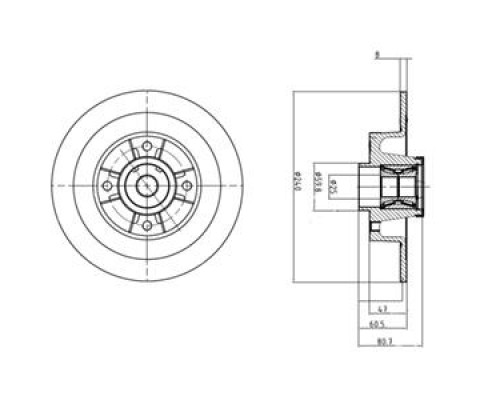 ARKA FREN AYNASI RENAULT MEGANE II 02 MODUS 04 CLIO III 05 240x82.5x4DELİK RULMANLI ABS SENSÖRLÜ