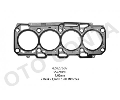SİLİNDİR KAPAK CONTASI FIAT DOBLO 10> LINEA 07> BRAVO II 07>14 500L 12>18 EGEA 16>20 500X 14> ALFA ROMEO GIULIETTA 10>16 MITO 09>15 1.6D MTJ 1.02mm