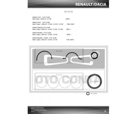 ALT TAKIM CONTASI CLIO II-KNG 1.4 E7J 624-626-634-635-780 KEÇELİ