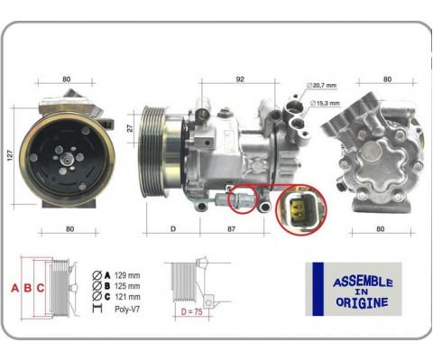 KLİMA KOMPRESÖRÜ SIFIR ÜRÜN RENAULT CLIO III 04>12 KANGOO II 08> MODUS 04> MICRA III 03>10 QASHQAI J10 06>13 1.5dCi K9K 12V 6 KANAL 125MM -MERCEDES CITAN W415 12>