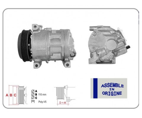 KLİMA KOMPRESÖRÜ SIFIR ÜRÜN FIAT DOBLO 10> FIORINO 08> GRANDE PUNTO 05>15 LINEA 07> PUNTO EVO 09>1 4 ALFA MITO 09>18 OPEL COMBO 12> 1.2 / 1.4 12V 5 KANAL 110MM