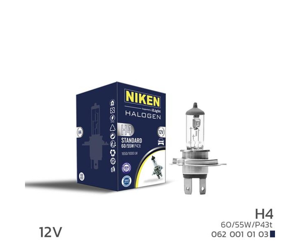 NIKEN H4 60W/55W HALOJEN AMPUL P43t 12V