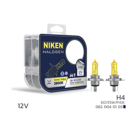 NIKEN 12V H4 60/55W SARI IŞIK AMPUL P43t 2800K