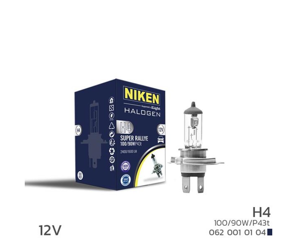 NIKEN H4 100W/90W HALOJEN AMPUL P43t 12V