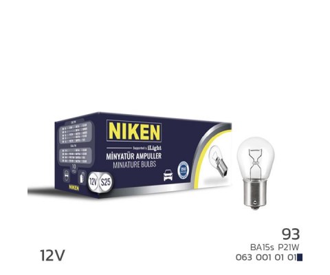 NIKEN 93 AMPUL DÜZ BA15s P21W 12V 10LU