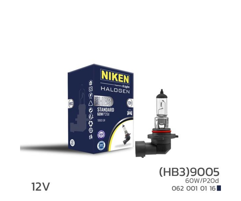 NIKEN 9005 HB3 60W HALOJEN AMPUL P20d 12V