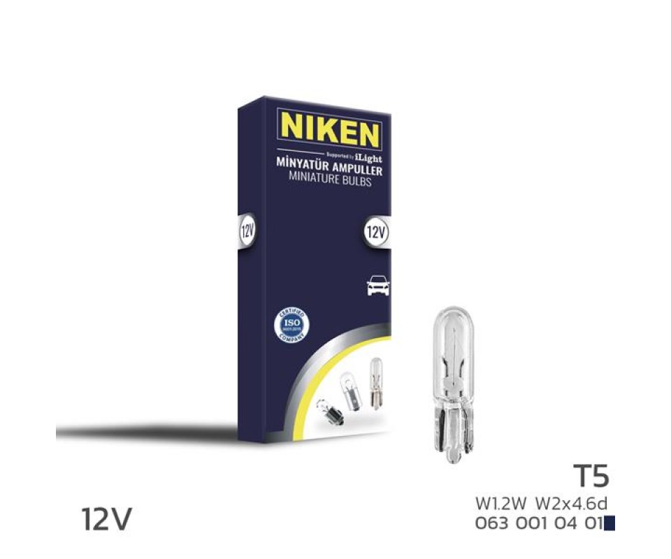 NIKEN T5 MINYATUR AMPUL W1.2W W2x4.6d 12V 10LU