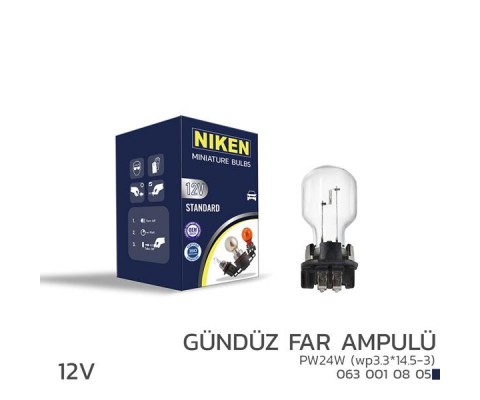 NIKEN 12V PW24W GÜNDÜZ FAR AMP wp3.3x14.5-3 10LU