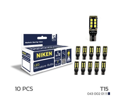 LED AMPUL T15CANBUSPARKLEDİ15LEDLİ 10LU