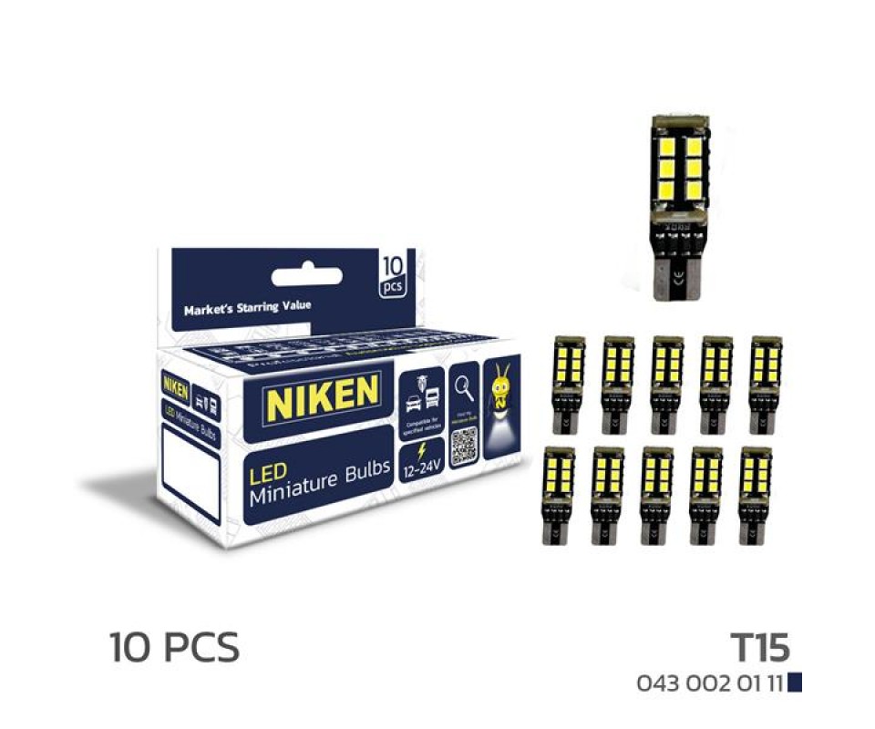 LED AMPUL T15CANBUSPARKLEDİ15LEDLİ 10LU