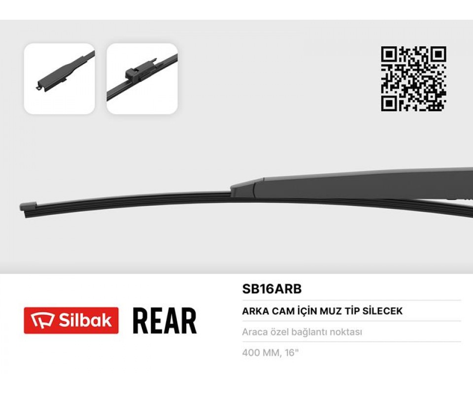 SİLECEK SÜPÜRGESİ ARKA MUZ TİPİ 405mm DOBLO II TEK KAPI 02/10> SPRINTER - CRAFTER 04/06>