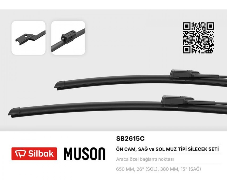 ÖN SİLECEK SÜPÜRGESİ 650/380MM MUZ TİPİ PARTNER TEPE - BERLINGO 08> GRANDE PUNTO -LINEA 08> FIAT 5 00L 12> FIESTA VI 08> CORSA D 06> CORSA E 14> AVEO 11> MITO 09>